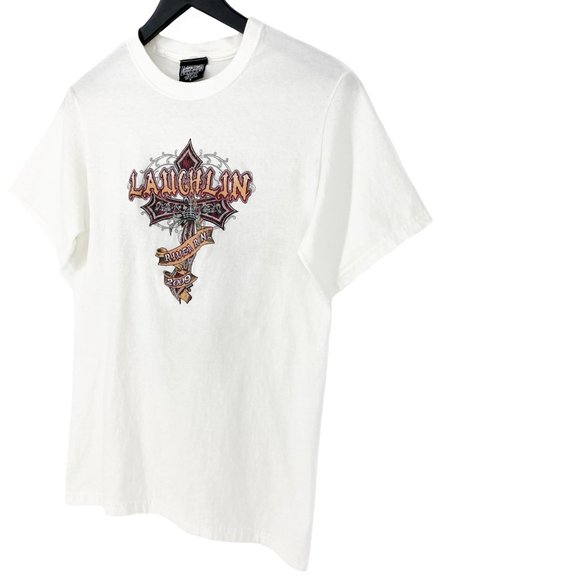2009 LAUGHLIN RIVER RUN CROSS White Graphic T-Shirt Size S - Picture 4 of 16